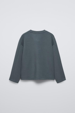 ZARA ФУТБОЛКА ИЗ МОДАЛА В РУБЧИК, АНТРАЦИТОВО-СЕРЫЙ