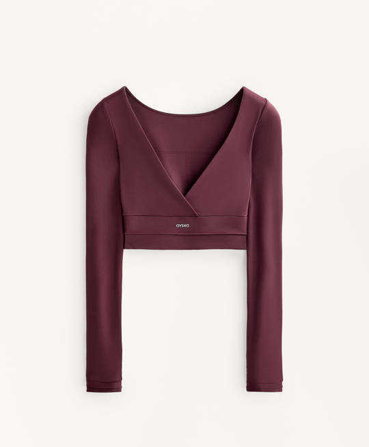 Oysho Лонгслив Comfortlux, темно-гранатовый