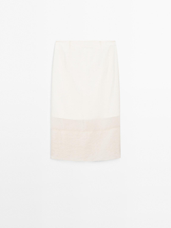 Massimo Dutti Атласная юбка миди, кремовый