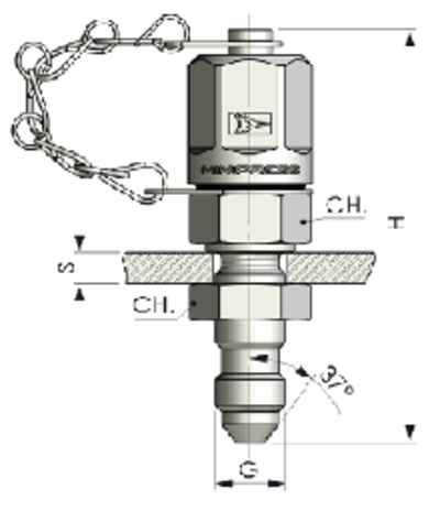КТ 16x2 - JIC (Ш) 7/16-20 (переборочная, металл.)
