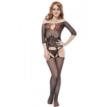 Боди сетка с чулками Crotchless Black (M)