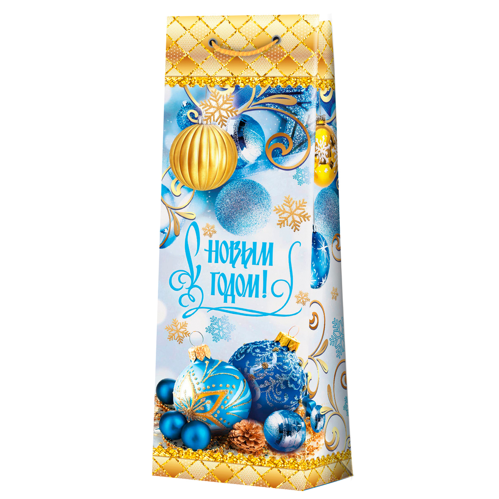 Сумка лам.12,5*36*8,5 под бутылку НГ ассорти 1шт