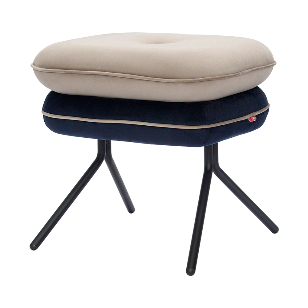 Пуф Bergenson Bjorn Pea, велюр, бежевый/темно-синий