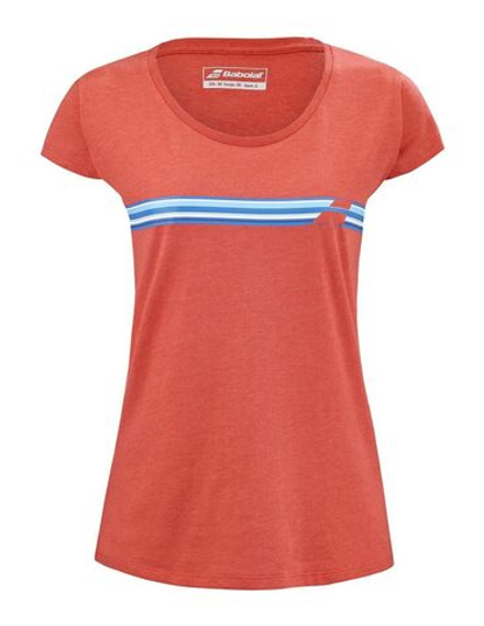 Женская теннисная футболка Babolat Exercise Stripes Tee W - poppy red heather
