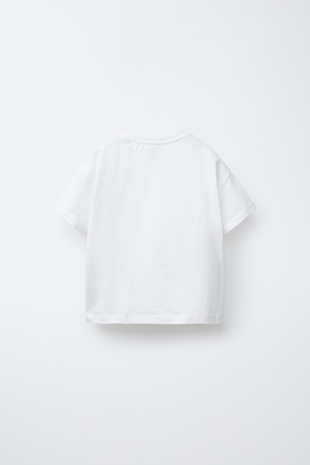 ZARA ФУТБОЛКА С МАХРОВОЙ НАШИВКОЙ, БЕЛЫЙ