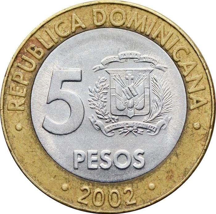 5 песо 2002 Доминикана