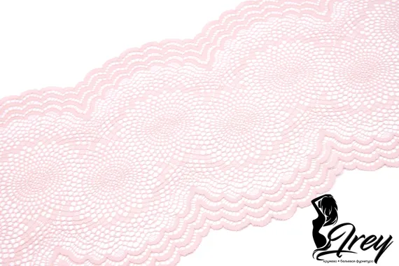 03-261 Кружево эластичное 21 см, ажур, пудра/пион