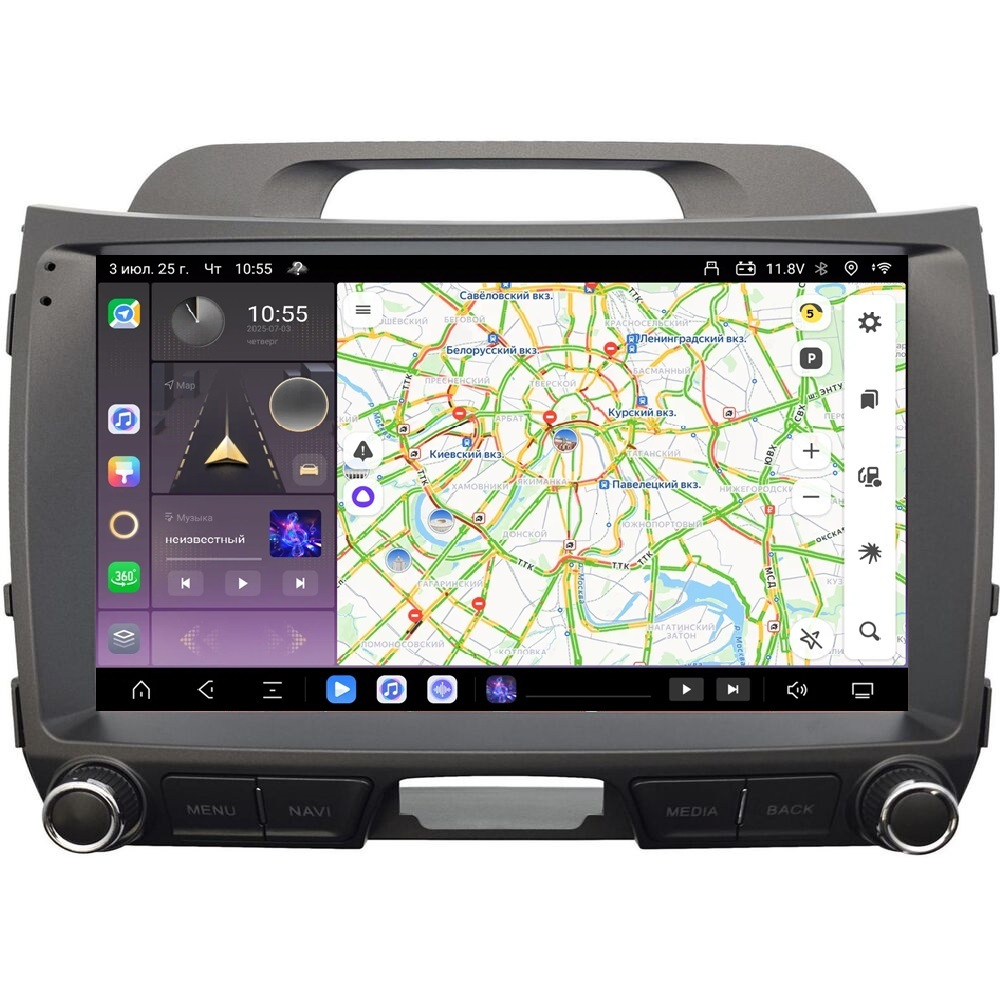 Магнитола для KIA Sportage 2010-2016 (низкая комплектация) - Carmedia SF-9735-1 (рамка 9") QLed, Android 13, TS20, CarPlay, SIM-слот