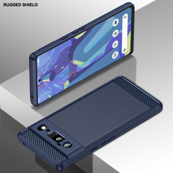 Мягкий чехол синего цвета в стиле карбон для Google Pixel 6 Pro, серии Carbon от Caseport