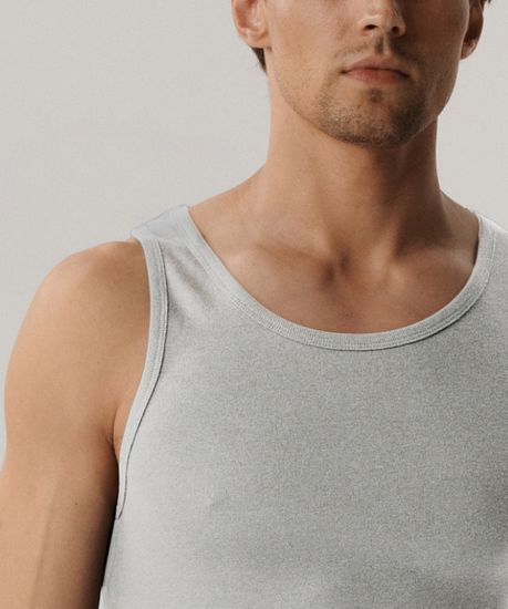 Майка мужская классическая Atlantic Basic BMV-046, хлопок, светло-серый меланж