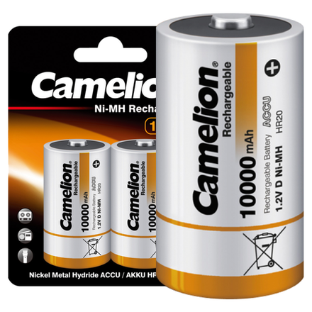 Аккумулятор D Ni-Mh 10000мА.ч BL-2 металлик (блист.2шт) Camelion 6185