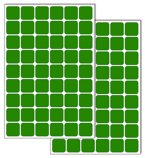 Зеленые виниловые наклейки для маркировки Policomprint М2, 20х20 мм.