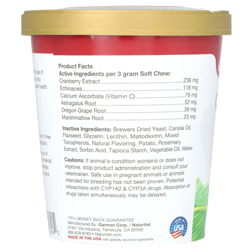 NaturVet, Cranberry Relief, добавка для здоровья мочевыводящих путей и эхинацеи, для собак, 60 жевательных таблеток, 180 г (6,3 унции)