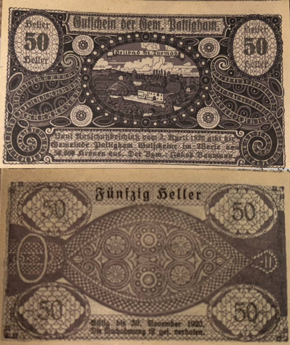 Австрия 50 геллеров 1920 Паттигхам aUNC