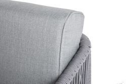 "Канны" левый модуль плетеный из роупа, каркас алюминий белый шагрень, роуп светло-серый круглый, ткань светло-серая