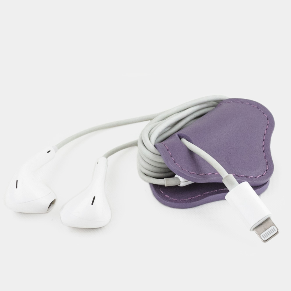 Чехол-держатель для проводов кожаный Chapeau Easy фиолетового цвета