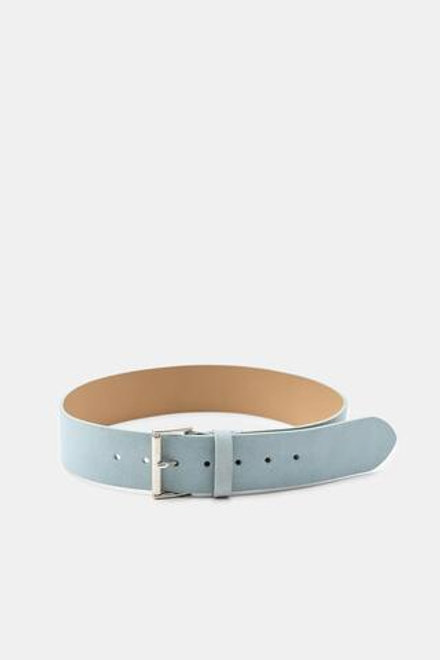 ZARA ОДНОТОННЫЙ РЕМЕНЬ ИЗ 100% КОЖИ, ПАСТЕЛЬНО-СИНИЙ