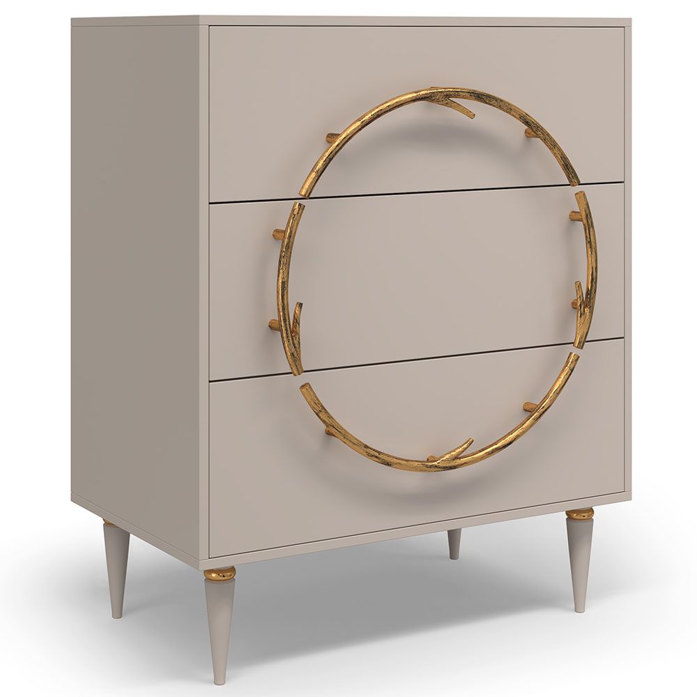 Комод Арт Колор matte Классик Голд с 3 ящиками Серый агат матовый