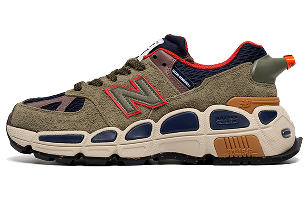 Salehe Bembury x New Balance NB 574 retro casual whistle shock absorption, non-slip, wear-resistant, breathable, wrapping support, lightweight low-top cross-country running shoes for men and women with the same olive color