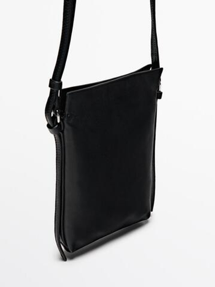 Massimo Dutti Небольшая сумка из кожи наппа, черный
