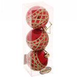 Новогодние шары 6 см (набор 3 шт) «Зимний узор», красный