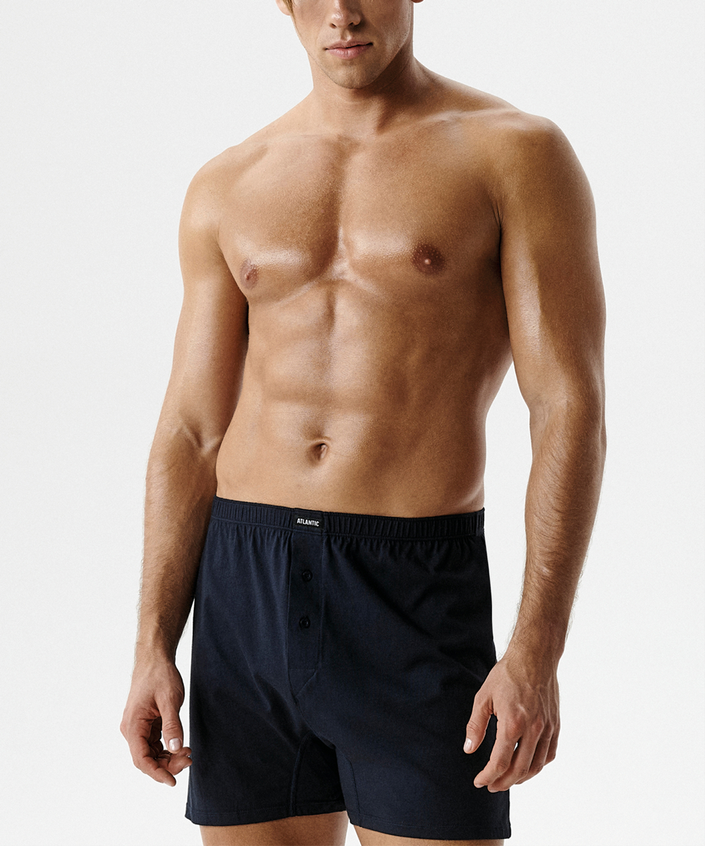 Мужские трусы боксеры Atlantic, 1 шт., хлопок, тёмно-синие, RMX-003