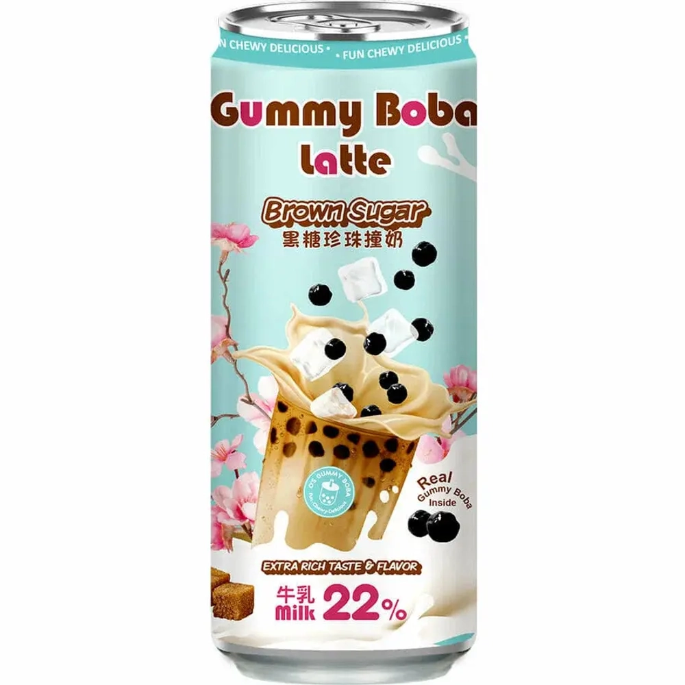 Напиток Баббл Латте со вкусом коричневого сахара Bubble Gummy Boba Latte, Тайвань, 470 мл