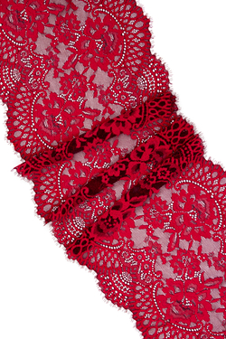 Кружево шантильи малиново-красное эластичное