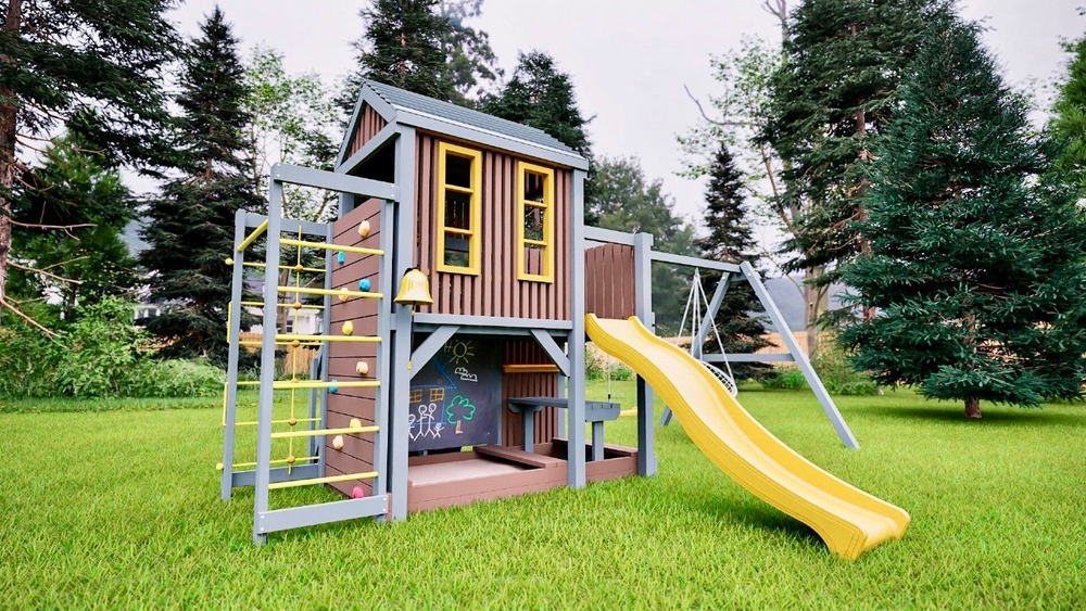 Детский домик с качелями "Сканди-спорт плюс"