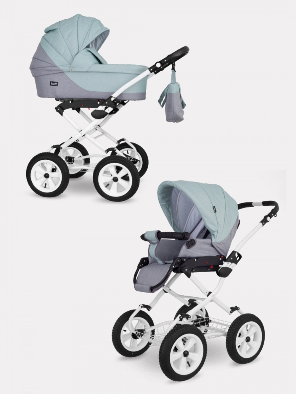Коляска универсальная 2 в 1 Rant Siena Classic 08 серый-ментоловый