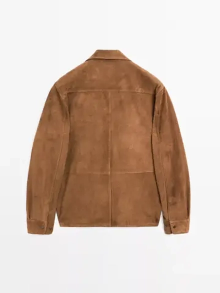 Massimo Dutti Замшевая куртка-рубашка, табачный