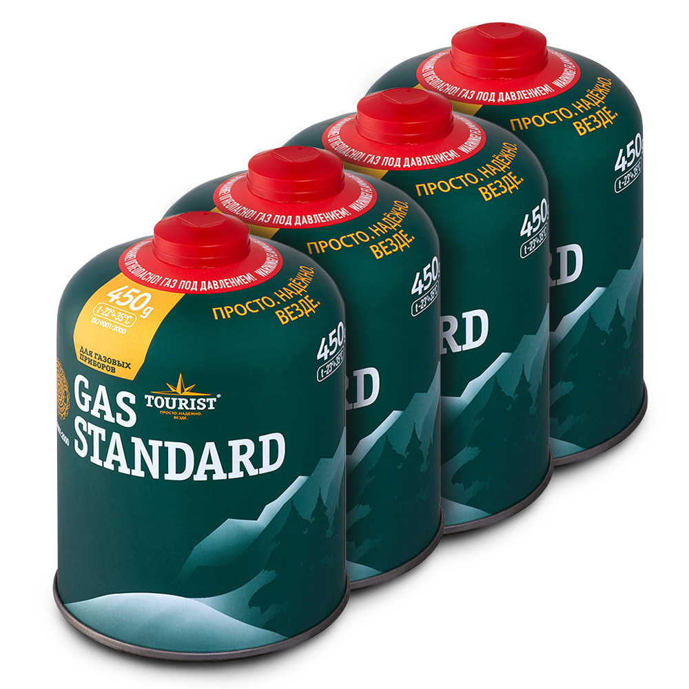 Баллон газовый резьбовой Tourist Standard 450г, комплект 4шт.
