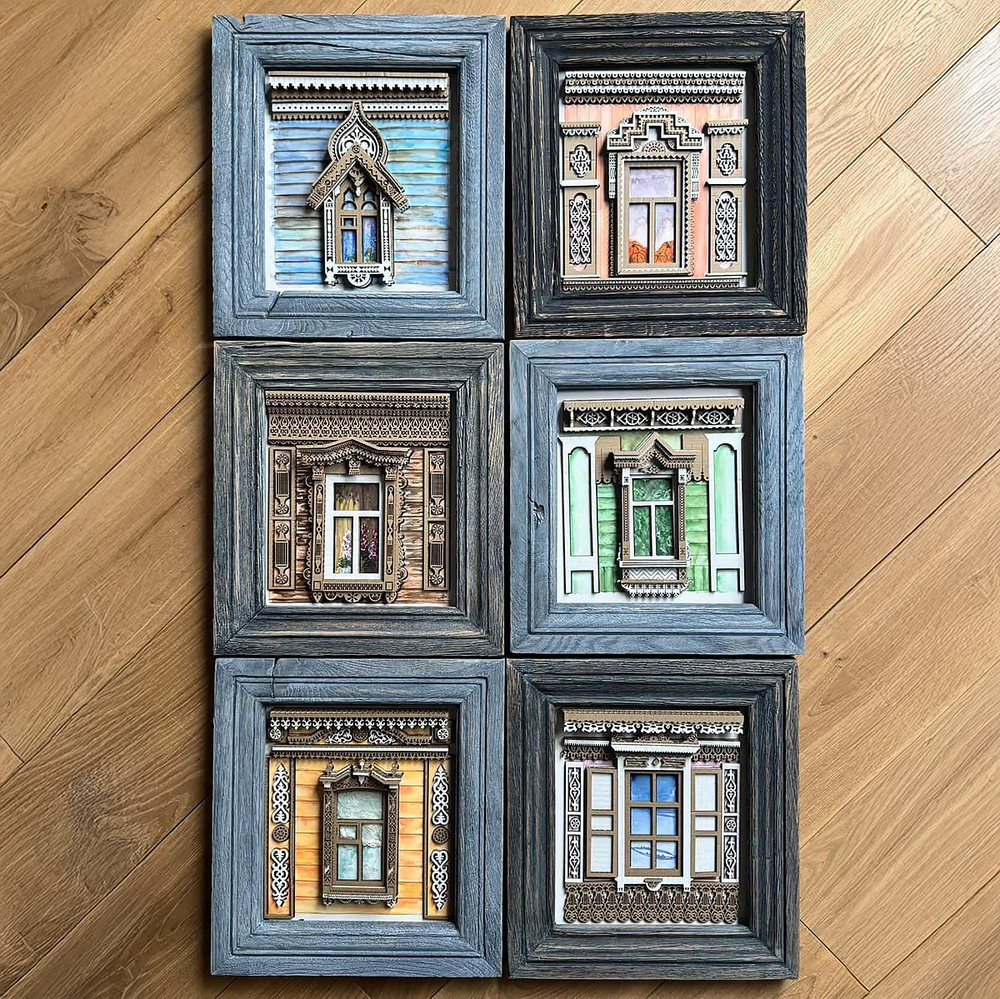 Набор из 12 сборных моделей наличников из картона