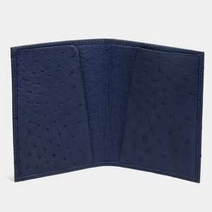 Кожаная обложка для паспорта, страус синего цвета