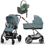 Коляска Cybex Balios S Lux TPE complete Cloud T Leaf Green Plus Base T 4 в 1 Stormy Blue с дождевиками