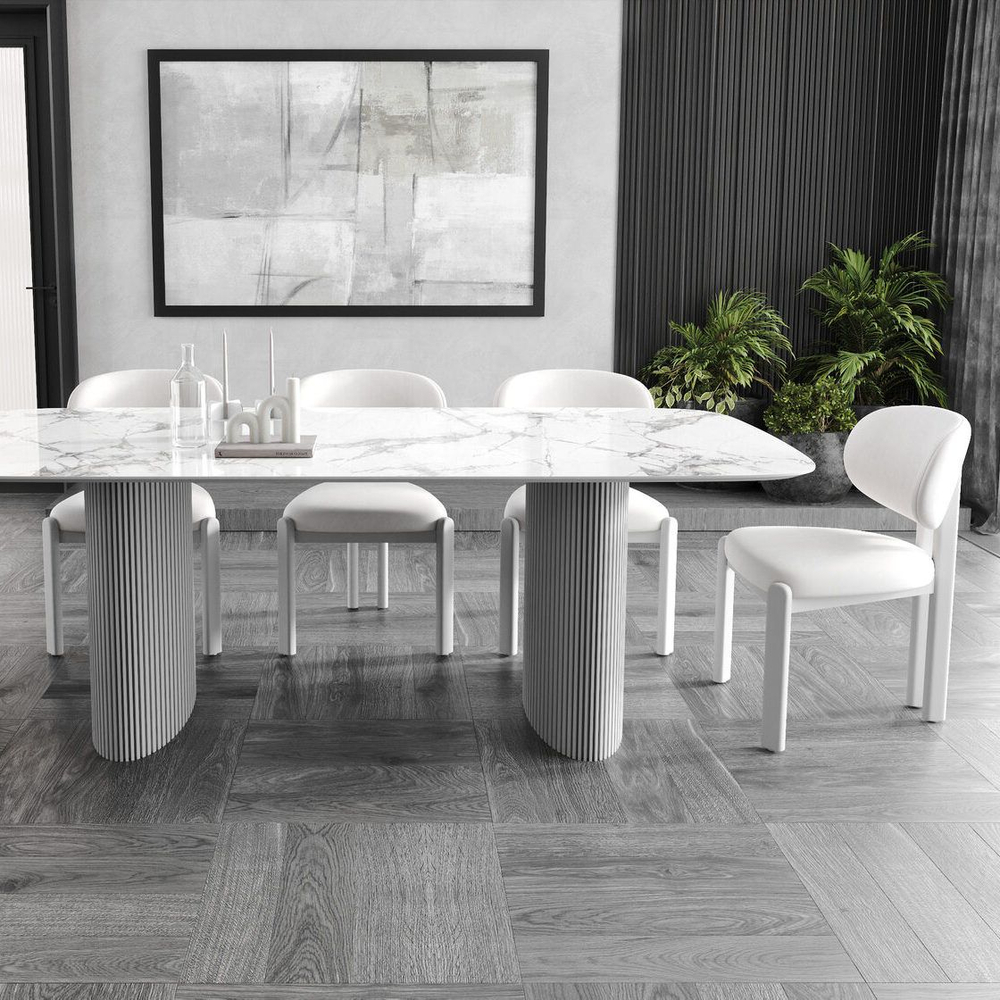 Стол овальный Denver 270, керамика глянцевая / две опоры