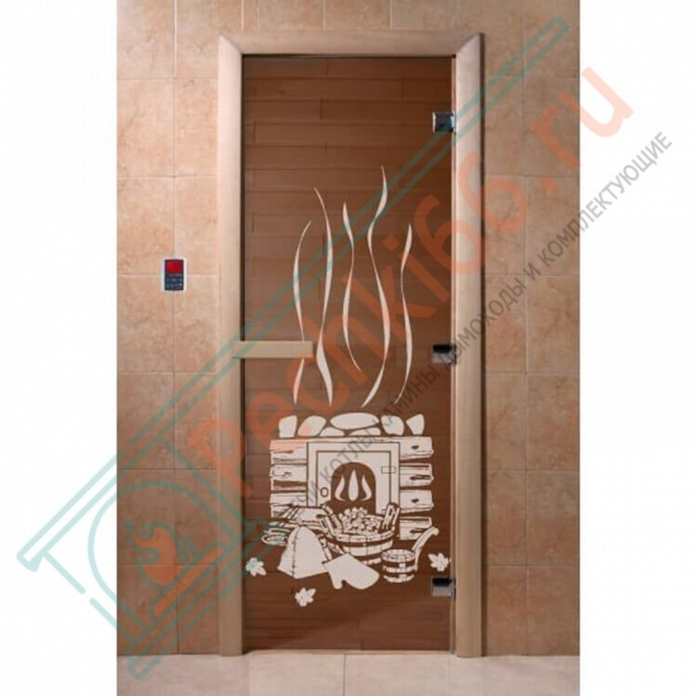 Стеклянная дверь для бани бронза прозрачная "Банька" 1900х700 (DoorWood) в Кирове