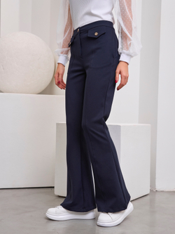 Брюки классические для девочки клёш тёмно-синие