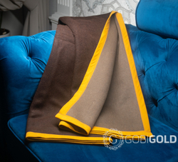 Одеяло тканое шерстяное из яка (Монголия) 150х200 см. - коричневое-серое (2-х стороннее)