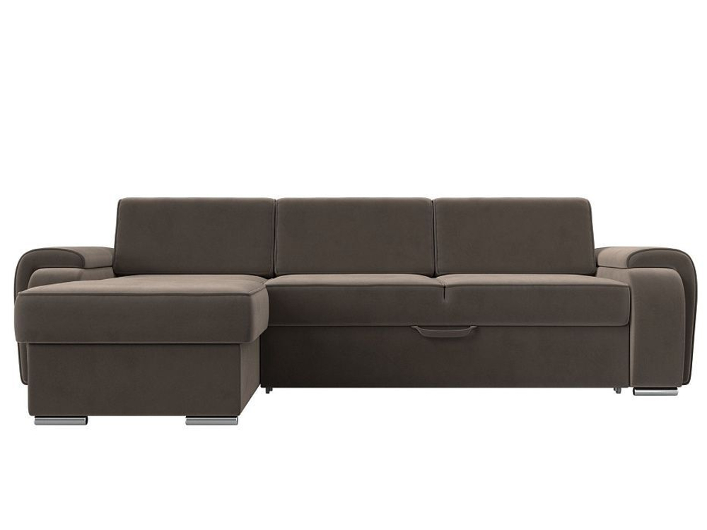 Диван угловой Лига-025 левый угол, Коричневый, Велюр, 119238L
