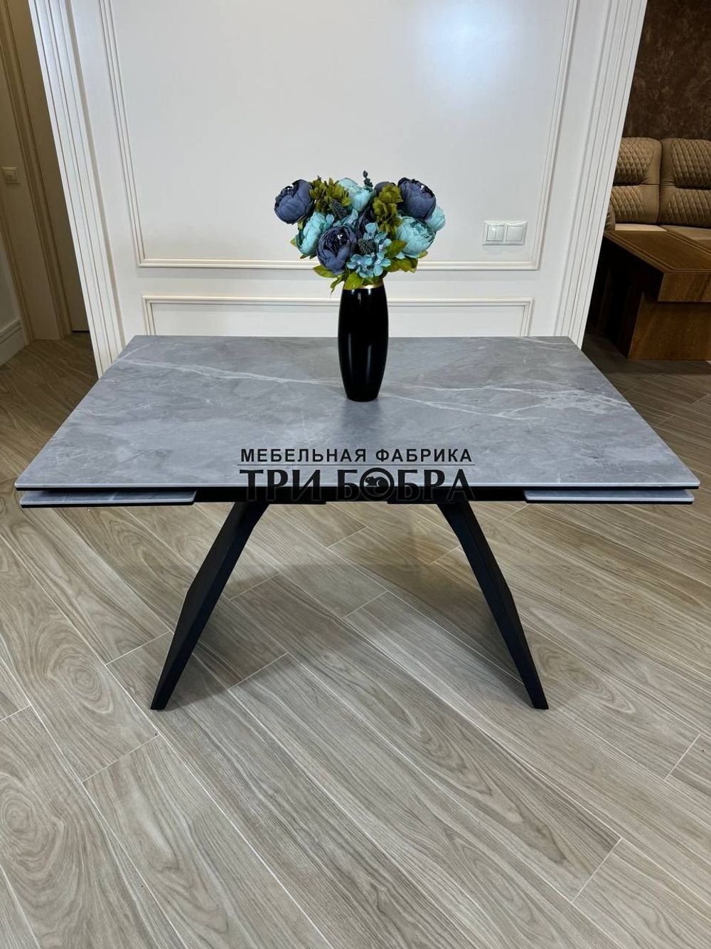 Кухонный раскладной стол "Хилтон", серый мрамор