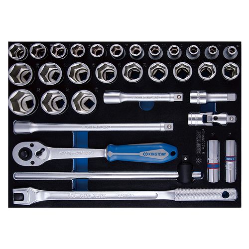 KING TONY (9-4333MRV04) Набор торцевых головок 1/2" с принадлежностями, ложемент, 33 предмета