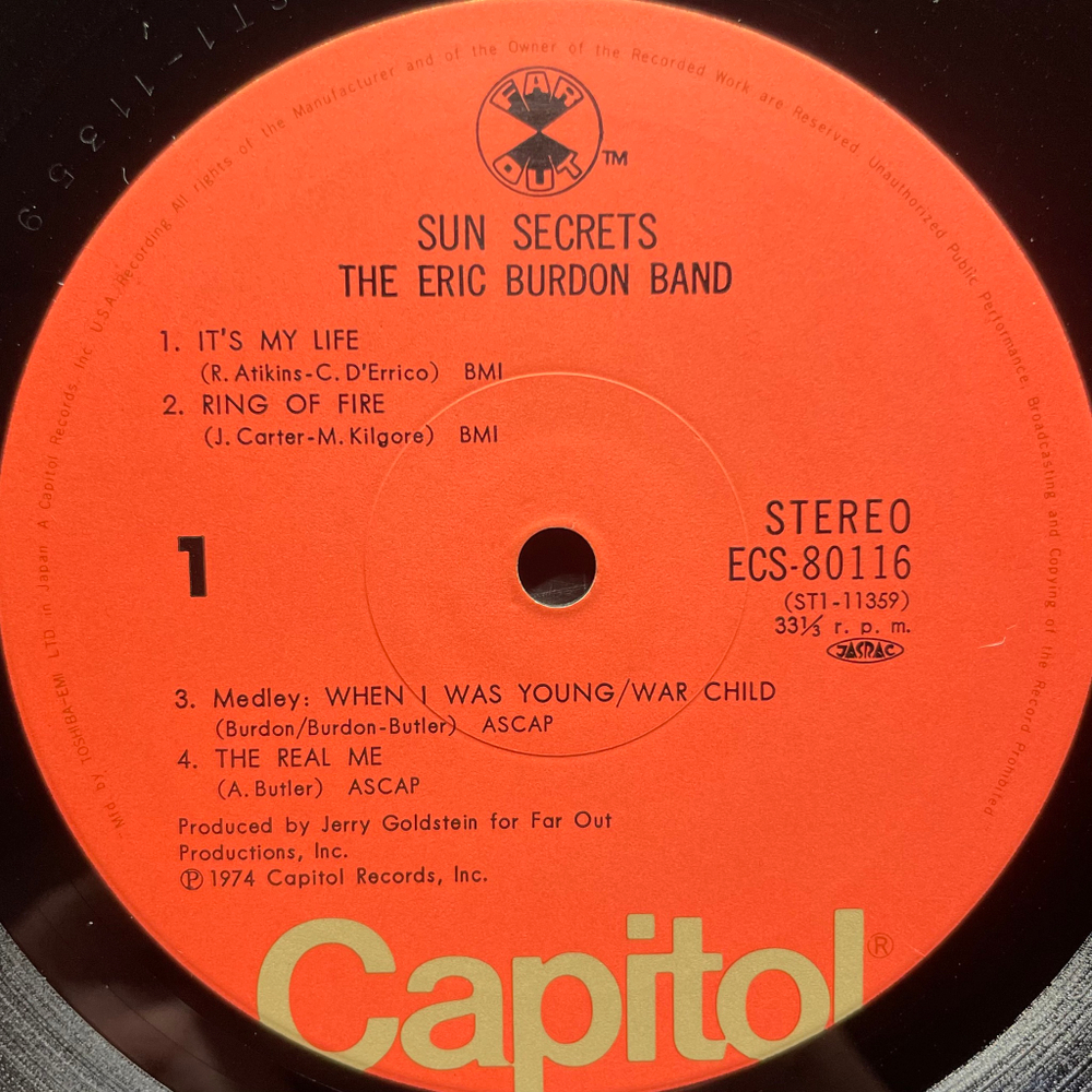 Eric Burdon Band ‎– Sun Secrets (Япония 1974г.)