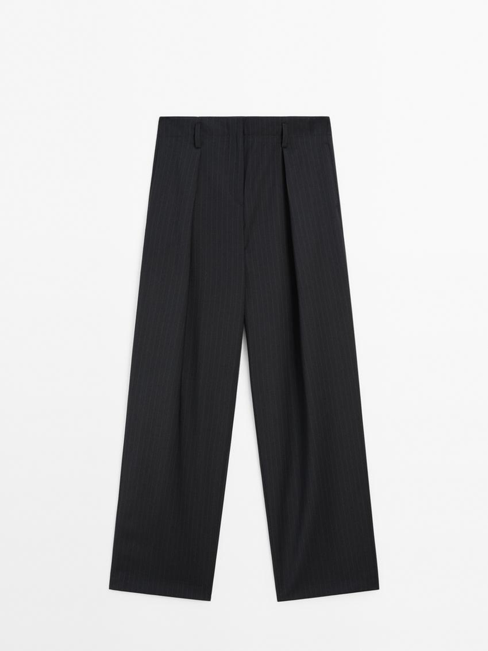 Massimo Dutti Брюки прямого кроя в тонкую полоску, темно-синий