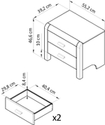 Тумба прикроватная, 55х39х47, Мадейра, напольная, с ящиками, массив дуба, Dipriz