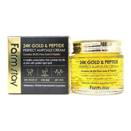 Крем для лица ампульный с золотом и пептидами FarmStay 24K Gold & Peptide Perfect Ampoule Cream 80мл