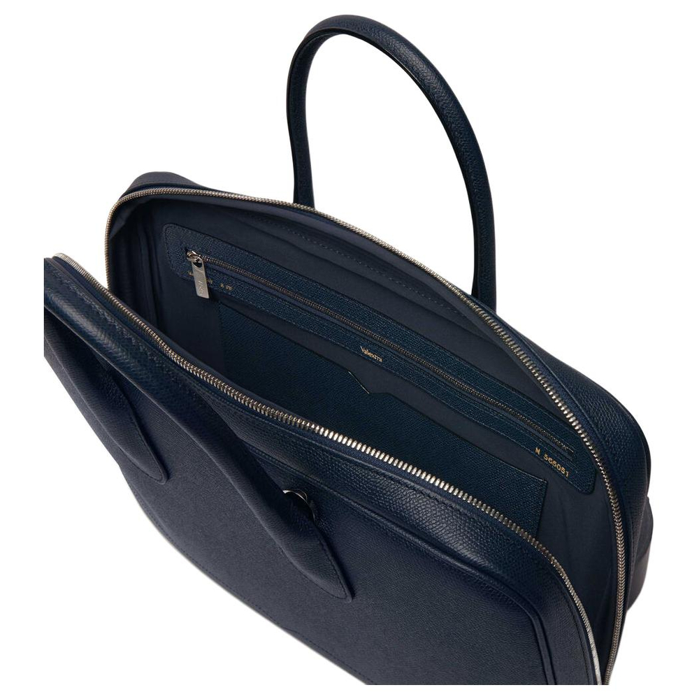 Valextra Millepunte Calfskin Laptop Bag Men"s Dark Blue