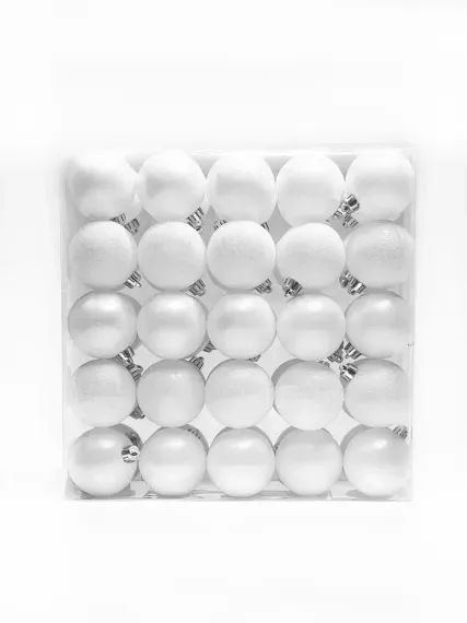 Набор пластиковых шаров Подарок Эльфа 60 мм., белый, 50 шт., Christmas DeLuxe (89802)