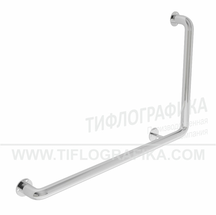 Поручень опорный угловой Г-образный, правый, пристенный, нерж. сталь, 600x900 мм, D38 мм