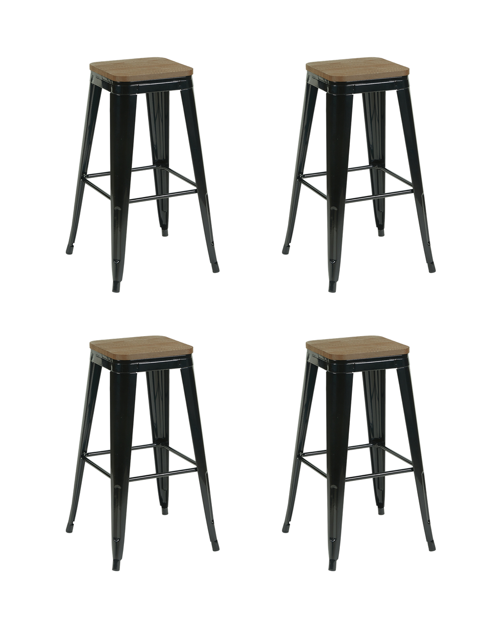 Стул барный TOLIX черный глянцевый + темное дерево KD 4 шт.